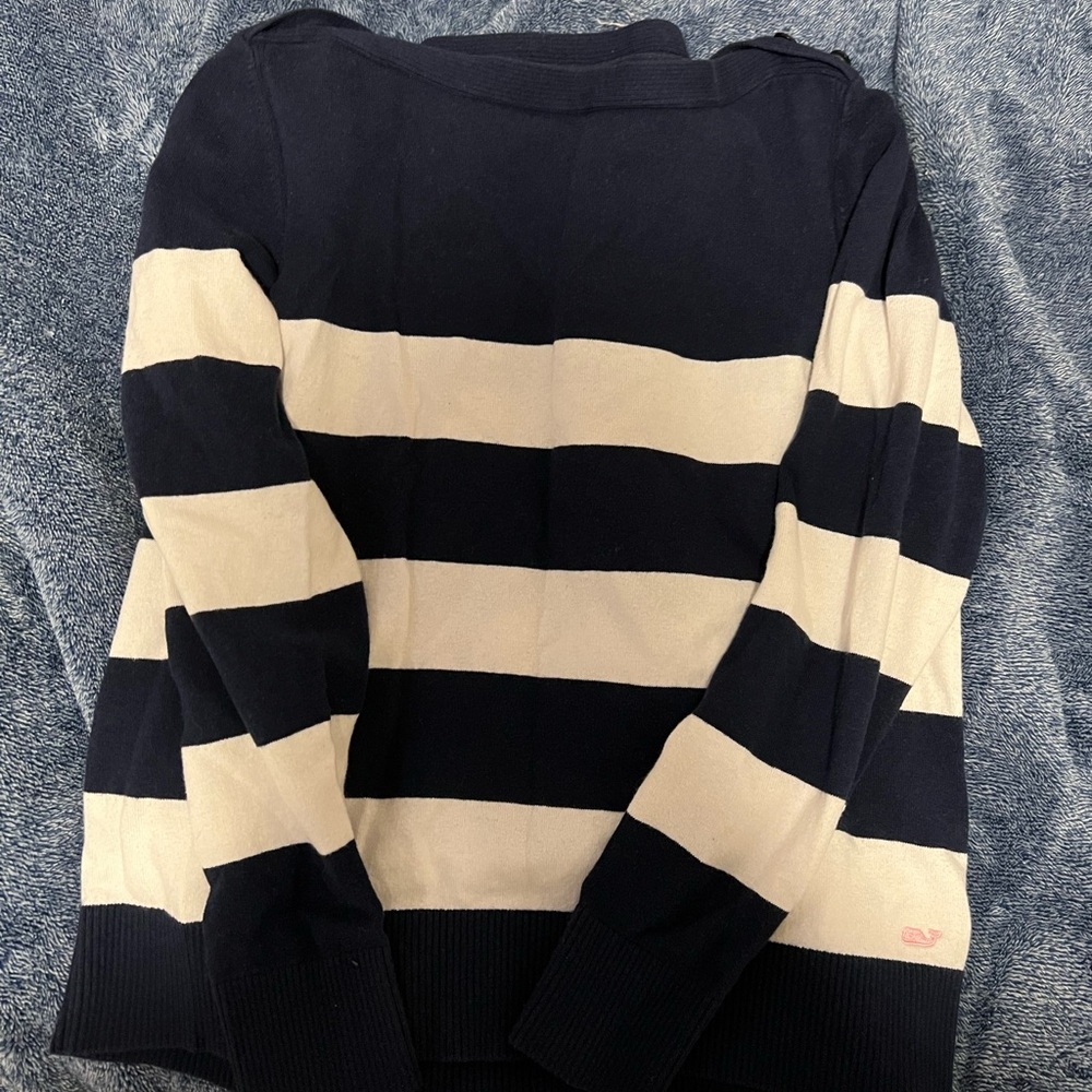 Vineyard Vines Navy and Cream Striped Blouse